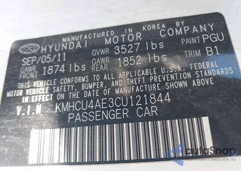 2012 Hyundai Accent Gls z USA, uszkodzony, nr VIN KMHCU4AE3CU121844